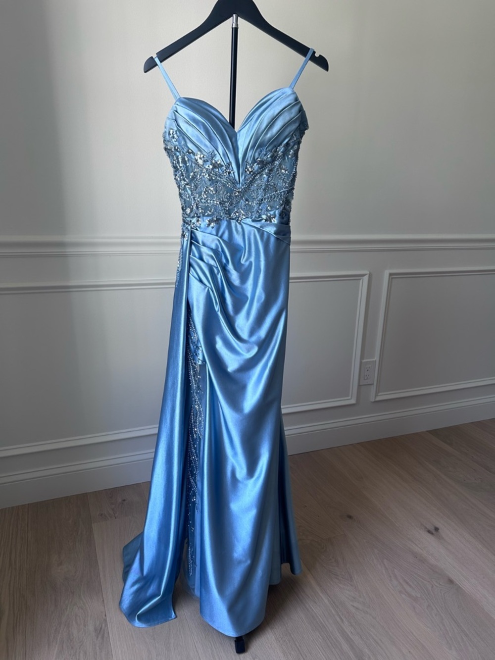 Blue Satin DRESS / BRIDESMAID DRESS / EVENING DRESS - Picture 3 of 10